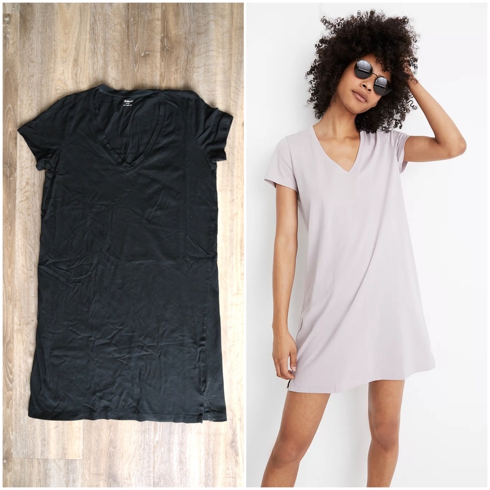 Madewell Northside Vintage V-Neck Tee Dress Black Size Small - Picture 5 of 9